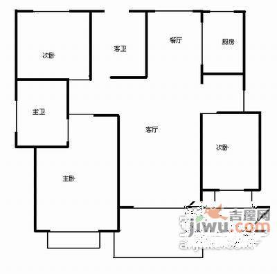 沙田公寓3室2厅2卫134㎡户型图