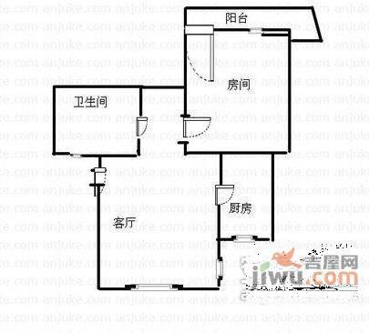 沙田公寓1室1厅1卫57㎡户型图