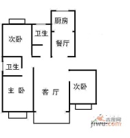 浦东新德公寓3室1厅1卫113㎡户型图
