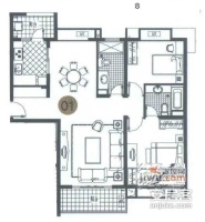 瀚龙苑3室2厅1卫117㎡户型图