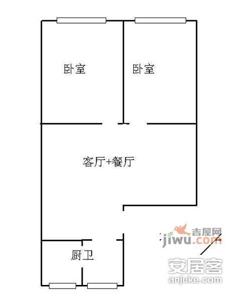 绿波城2室1厅1卫60㎡户型图