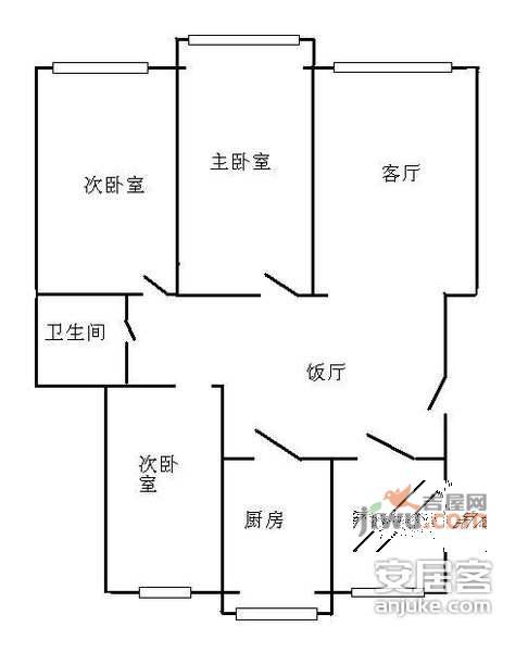 绿波城3室2厅2卫125㎡户型图