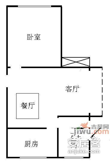 绿波城1室2厅1卫60㎡户型图