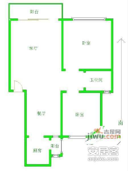 绿波城2室2厅1卫86㎡户型图