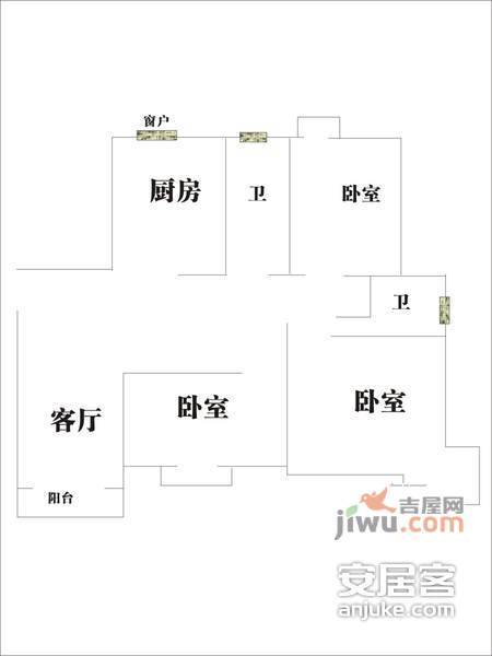 鑫港苑3室2厅2卫120㎡户型图