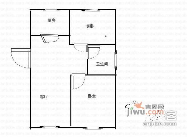 金钻苑南区2室1厅1卫52㎡户型图