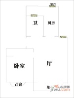 河滨城市花园1室2厅1卫65㎡户型图