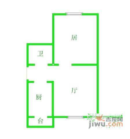 顾路阳光苑1室1厅1卫57㎡户型图