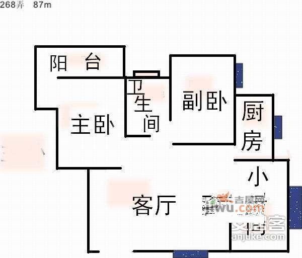 顾路阳光苑3室1厅1卫114㎡户型图