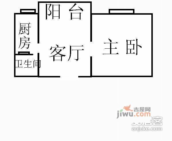 杨园四村1室1厅1卫42㎡户型图