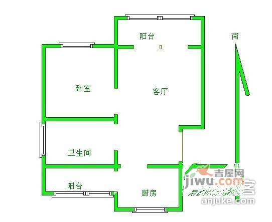 莲杨苑1室1厅1卫户型图