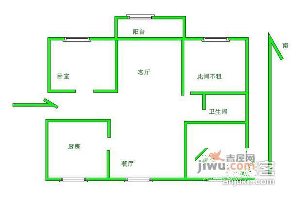 莲杨苑2室2厅1卫77㎡户型图