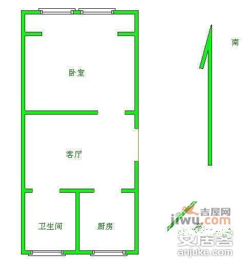 莲溪五村1室1厅1卫50㎡户型图