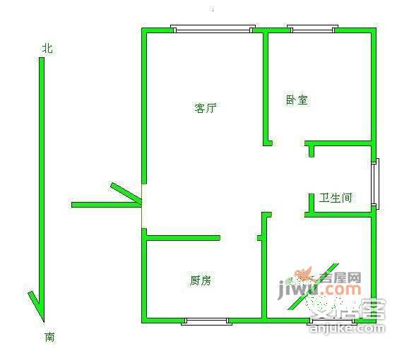 文化馨苑2室1厅1卫100㎡户型图