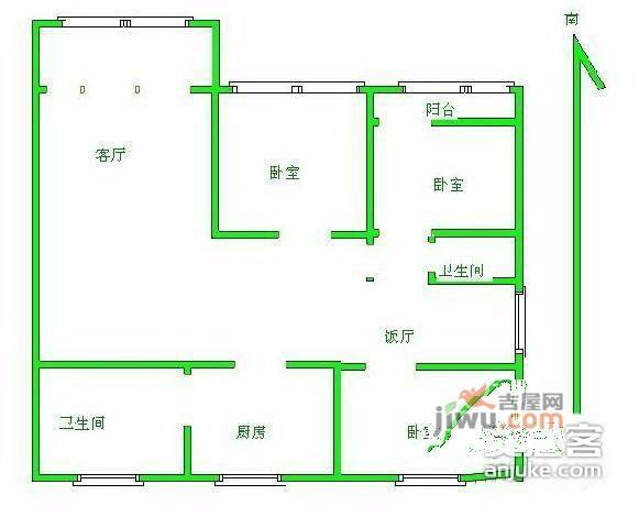 紫叶花园3室2厅2卫147㎡户型图