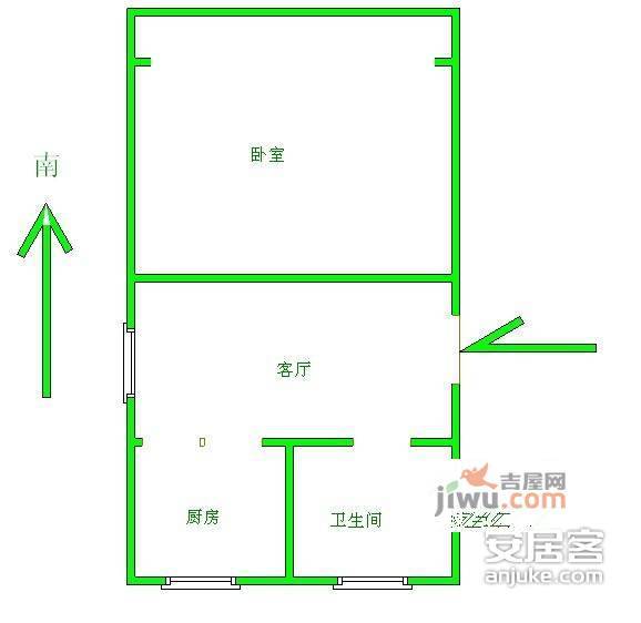 紫叶花园1室1厅1卫51㎡户型图