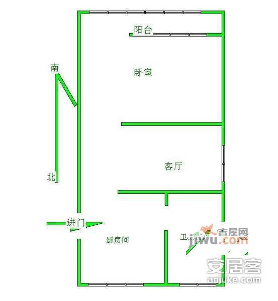 芳雅苑1室1厅1卫47㎡户型图