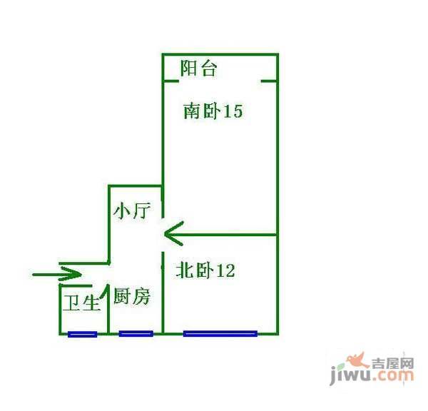 上南五村2室0厅1卫48㎡户型图