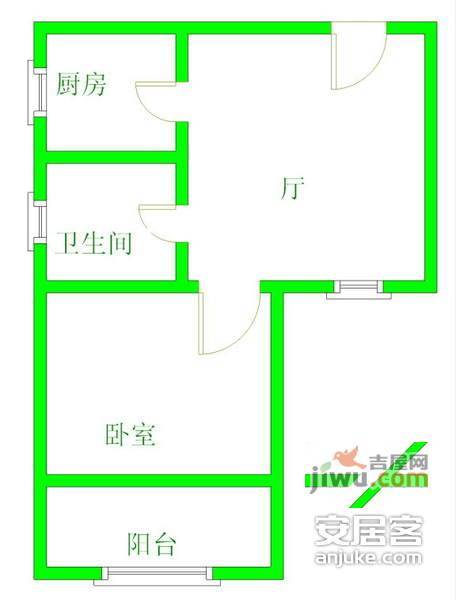 上南五村1室1厅1卫33㎡户型图