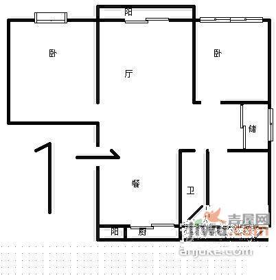 桃李家园3室2厅1卫95㎡户型图