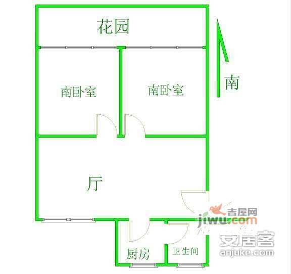 南江苑2室1厅1卫87㎡户型图