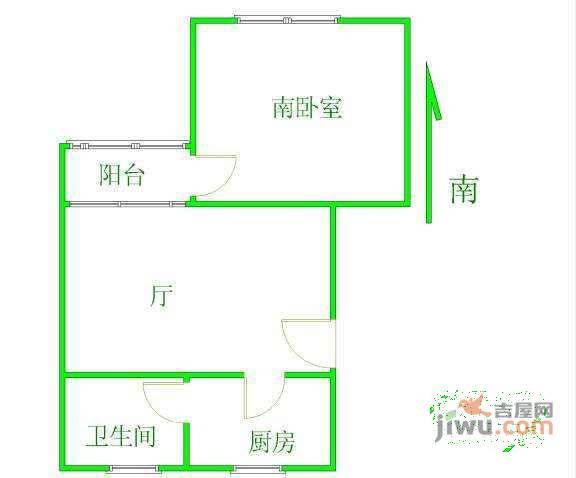 南江苑1室1厅1卫50㎡户型图