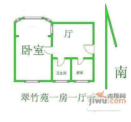 翠竹苑1室1厅1卫49㎡户型图