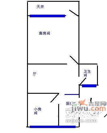 上南六村2室1厅1卫62㎡户型图