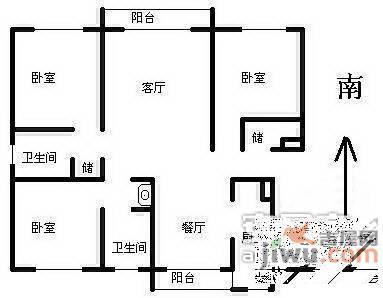 惠盛公寓3室2厅2卫户型图