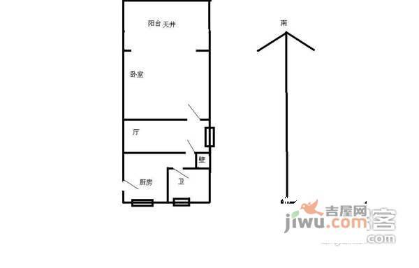 银河小区1室1厅1卫户型图