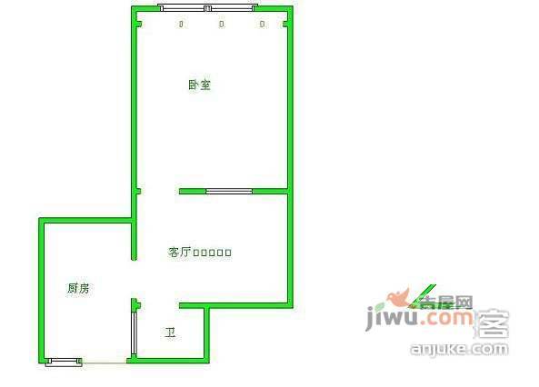 海博大厦1室1厅1卫40㎡户型图