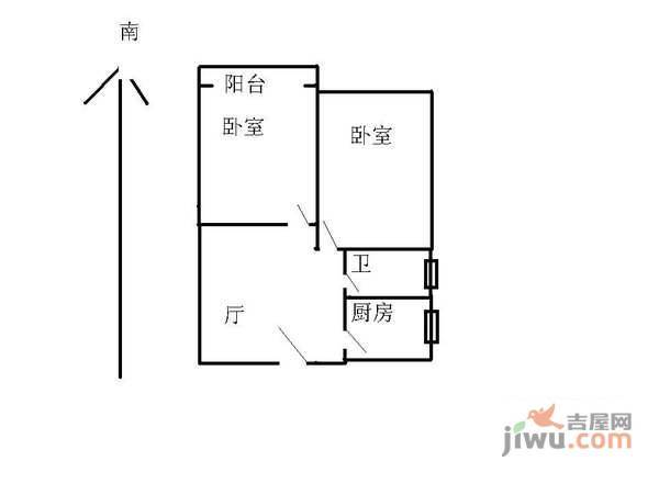 东三小区2室1厅1卫62㎡户型图