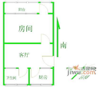 济阳三村1室1厅1卫45㎡户型图