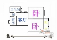 古桐新村2室1厅1卫46㎡户型图