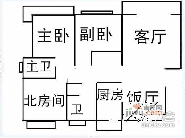 东力新村3室1厅1卫114㎡户型图