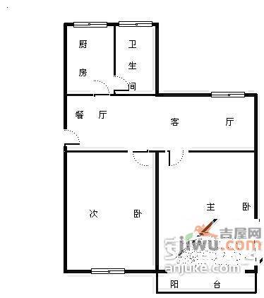 香楠小区2室2厅1卫52㎡户型图