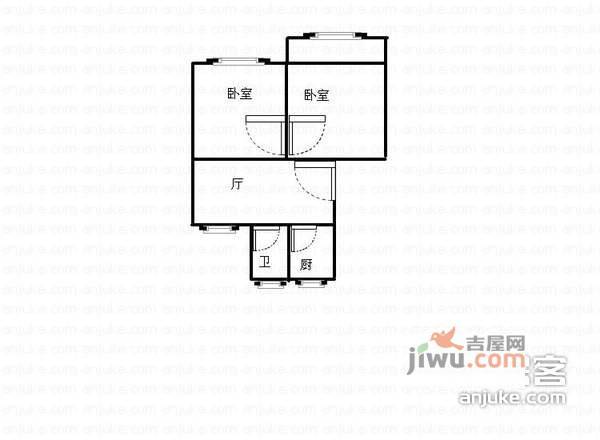 桃园新村2室1厅1卫73㎡户型图