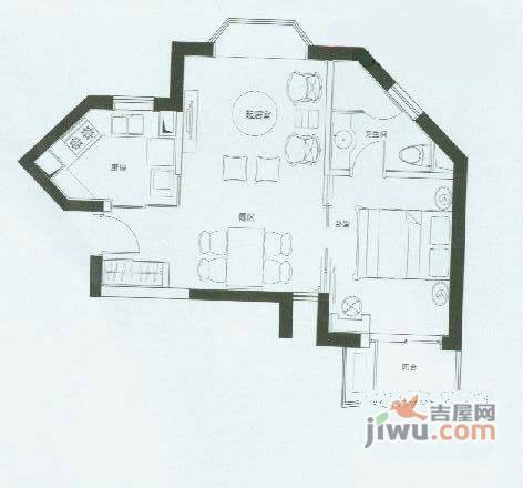 中惠广场2室1厅1卫78㎡户型图