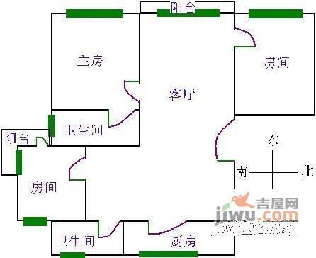 金桥新家园3室2厅2卫128㎡户型图