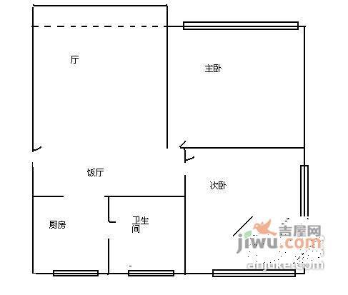 东沟三村2室2厅1卫75㎡户型图