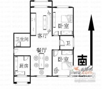 锦河苑2室2厅2卫127㎡户型图