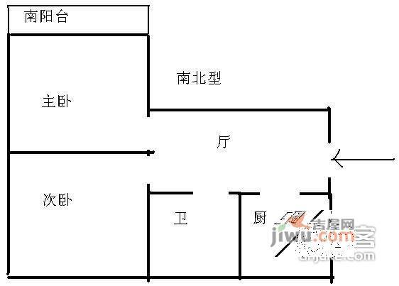 柳博小区2室1厅1卫71㎡户型图