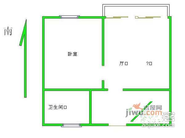 华高二村1室1厅1卫55㎡户型图