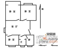 金鹏苑3室1厅1卫89㎡户型图