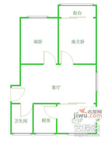 金鹏苑2室2厅1卫88㎡户型图