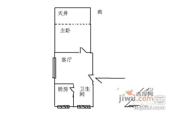 晶波坊1室1厅1卫52㎡户型图