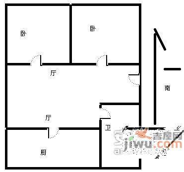 龙臣公寓2室2厅1卫106㎡户型图