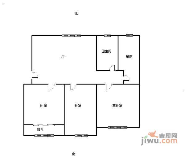 华高一村3室1厅1卫94㎡户型图