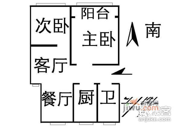 金桥新村2室2厅1卫90㎡户型图