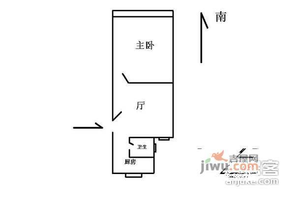 金桥新村1室1厅1卫54㎡户型图